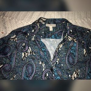 Paisley Dana Buchman 3/4 Sleeve Button Down Shirt